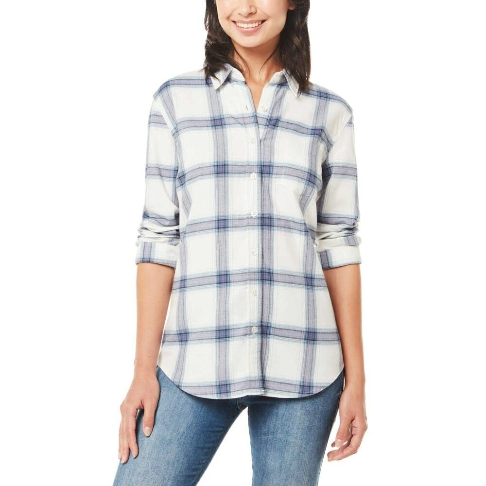 NWT Weatherproof Vintage Women's Stretch Plaid Flannel Button Front Shirt